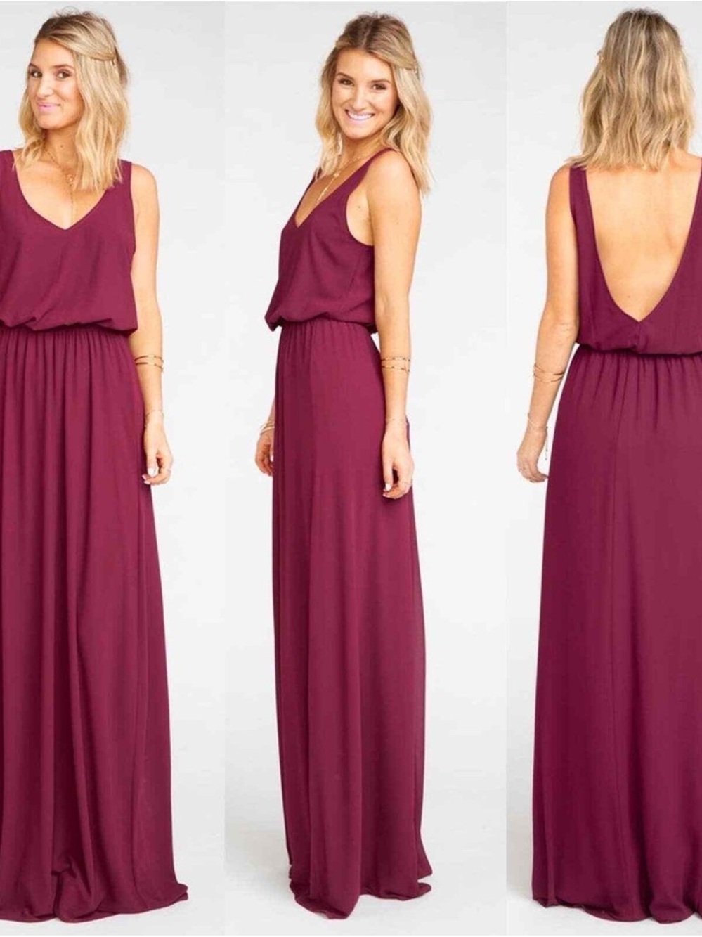 Show Me Your Mumu Sleeveless V-Neck Maxi Dress in Wine